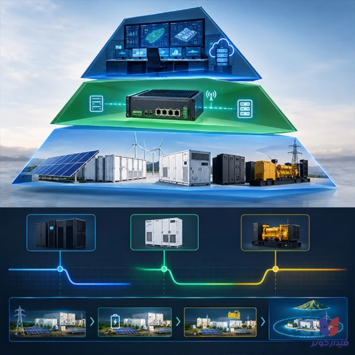معماری کنترل سه لایه میکروگرید (MEMS) و منحنی زمانی گذار به حالت جزیرهای